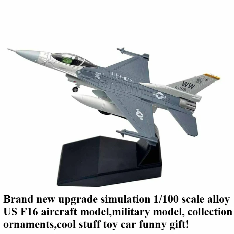 

Cool Stuff Toy Car Funny Gift-Simulation 1/100 Scale Alloy F16 Aircraft Model,Military Model,Collection Ornament,Toys for Kids