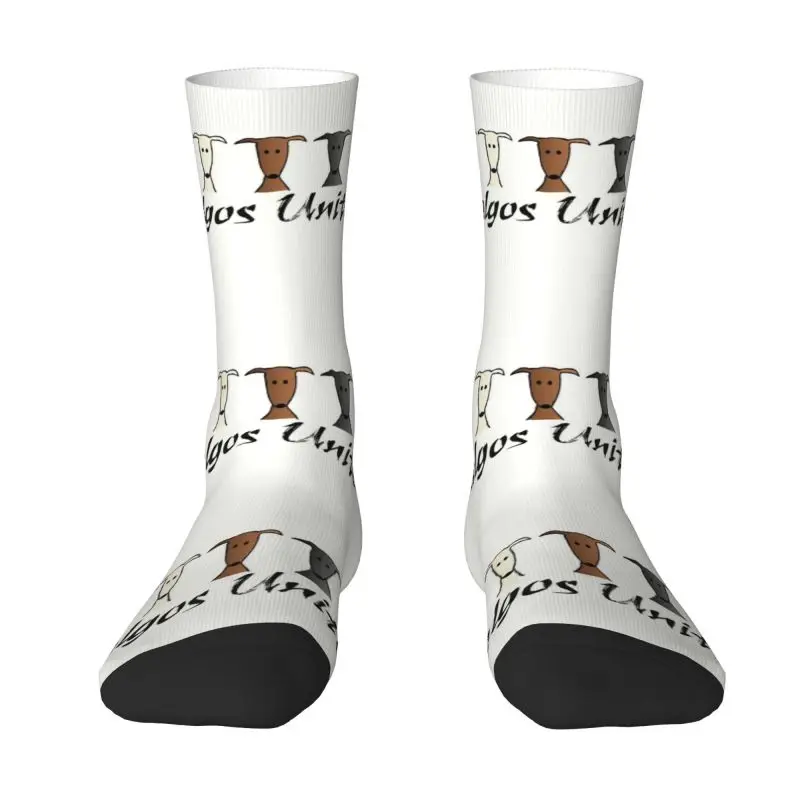 

Custom Galgos United Greyhound Dress Socks Mens Womens Warm Fashion Whippet Sighthound Dog Crew Socks