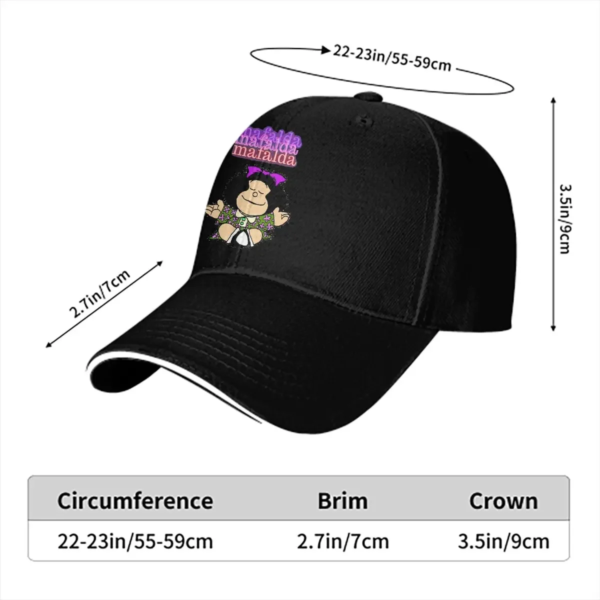 Berretto da Baseball classico uomo cappelli donna visiera protezione Snapback Mafalda Cartoon Caps