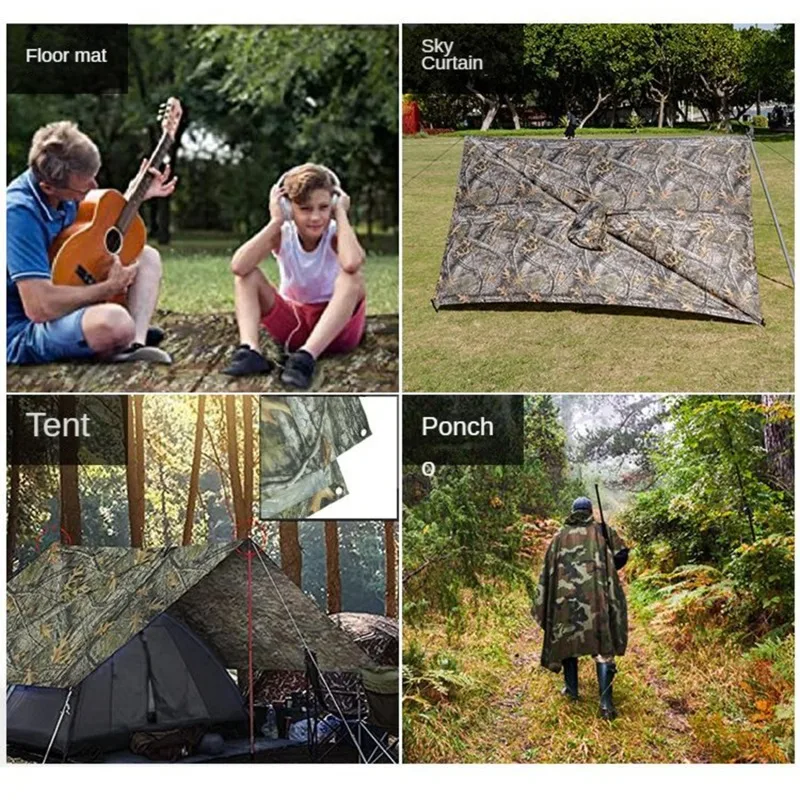 Camouflage Folding Raincoat for Hiking Portable Tactics Poncho Men Waterproof Tourism Packable Rain Jacket Cover RainWear