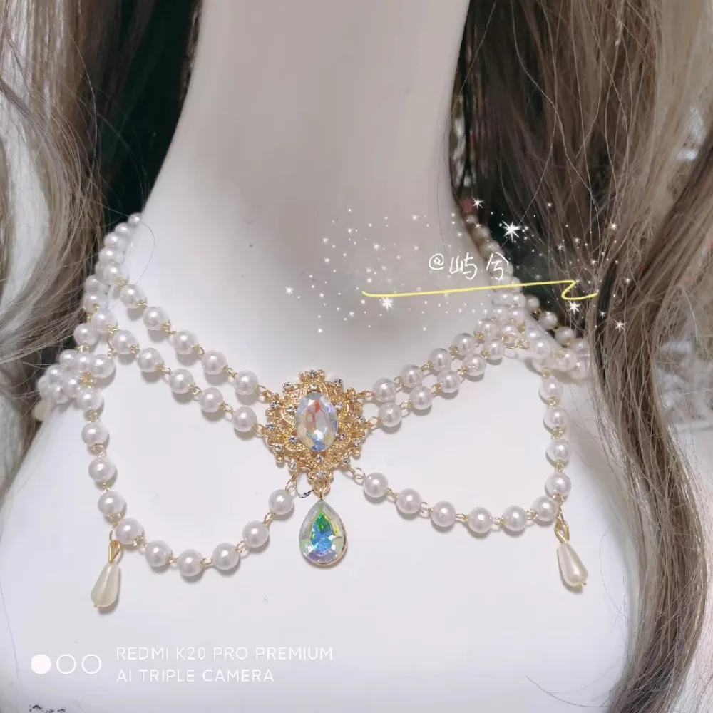 

Original Lolita Pearl Necklace Handmade Lolita Accessories Wedding Decoration Fashion Tea Party Gorgeous Court Versatile