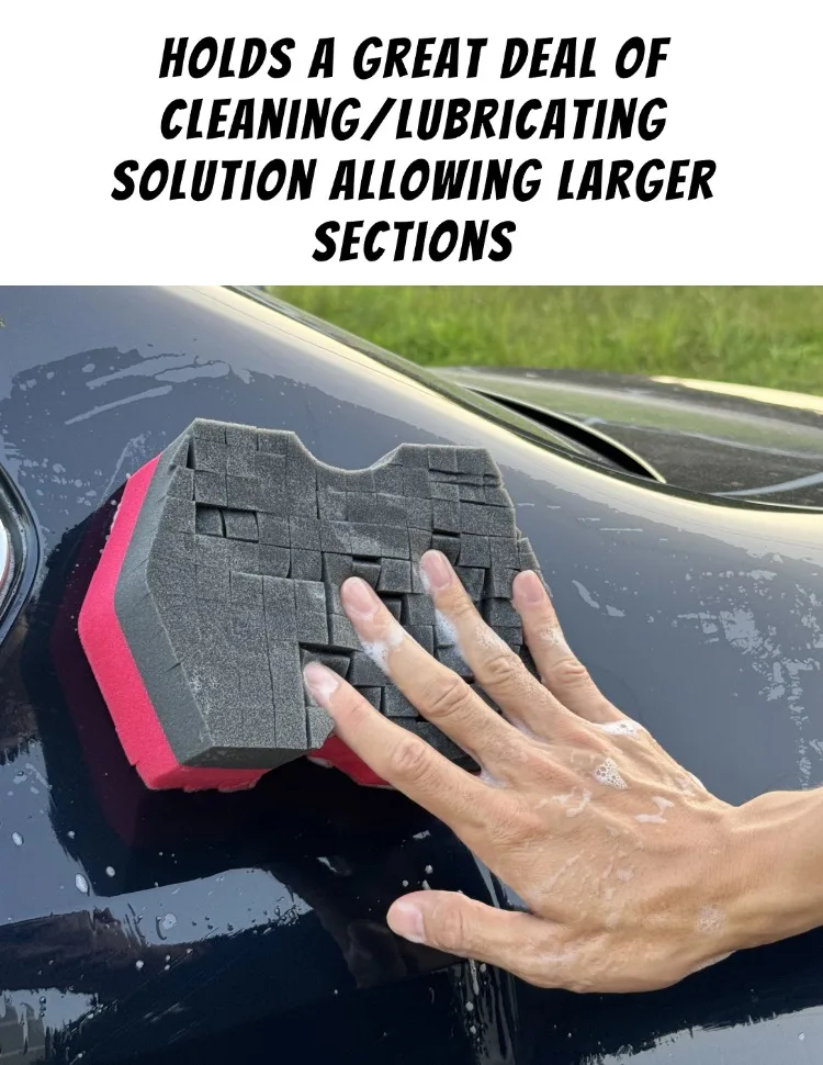 Lucullan Double Side Cross-Cut Red/Black Sponge 2.0 Besserer Halt und Zugriff auf enge Räume für rinseless Car Wash – Detail 5