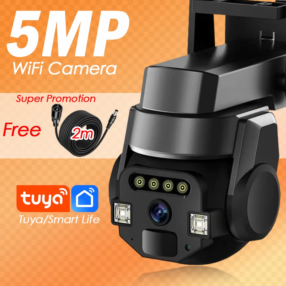 Tuya 5MP WIFI Video Surveillance Camera Outdoor 360° Wireless Security IP Camera Smart CCTV PTZ Security Product Auto Tracking