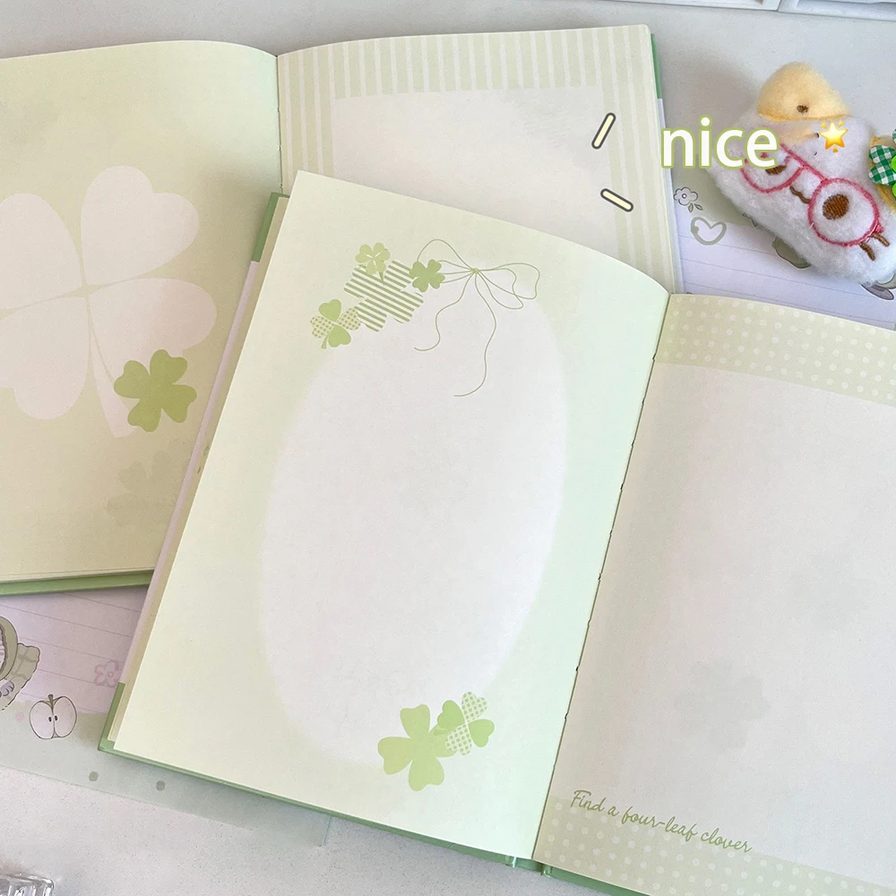 Ins Style Clover A5 Color Page Notebook, Simple and High-Value Hardcover Book, Student DIY Account Notebook