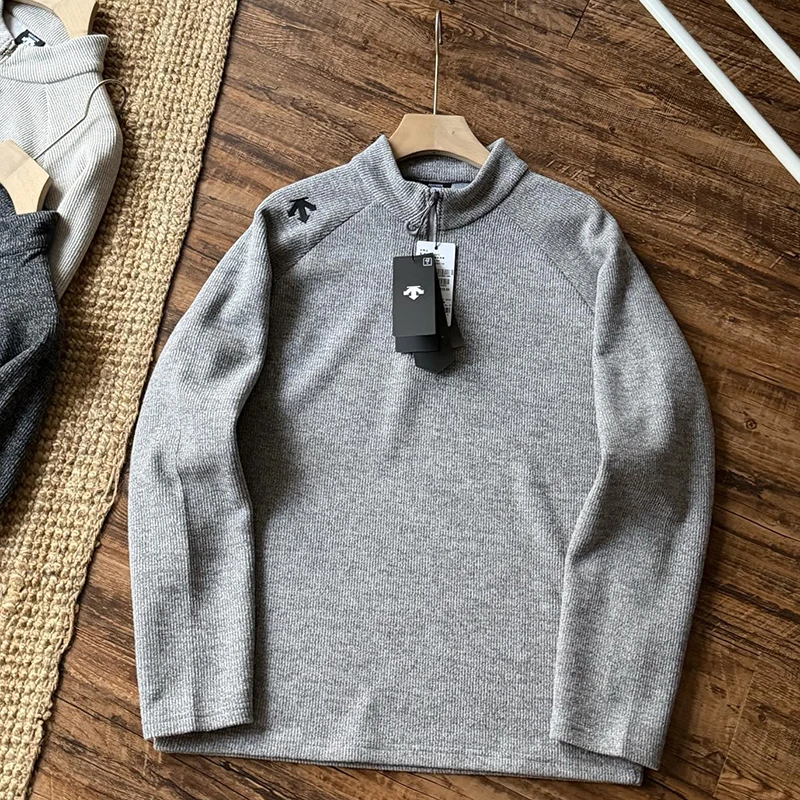 Solid Color Half Zip Top Stand Collar Long Sleeve Top 2026 Autumn Fashion Women's New Style DESCENTE