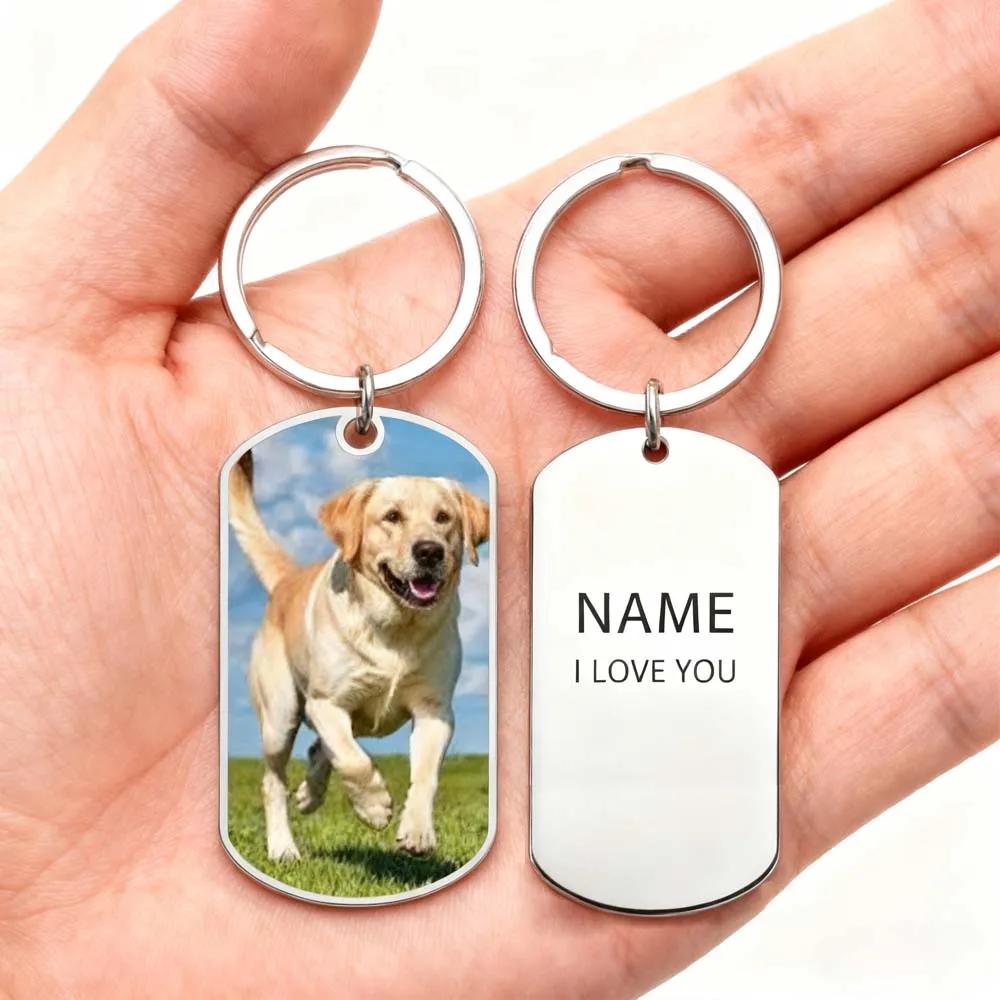 Family Couple Print Photo Keychain Personalized Custom Valentine Gift For Women Men Mother Father Stainless Steel Memorial