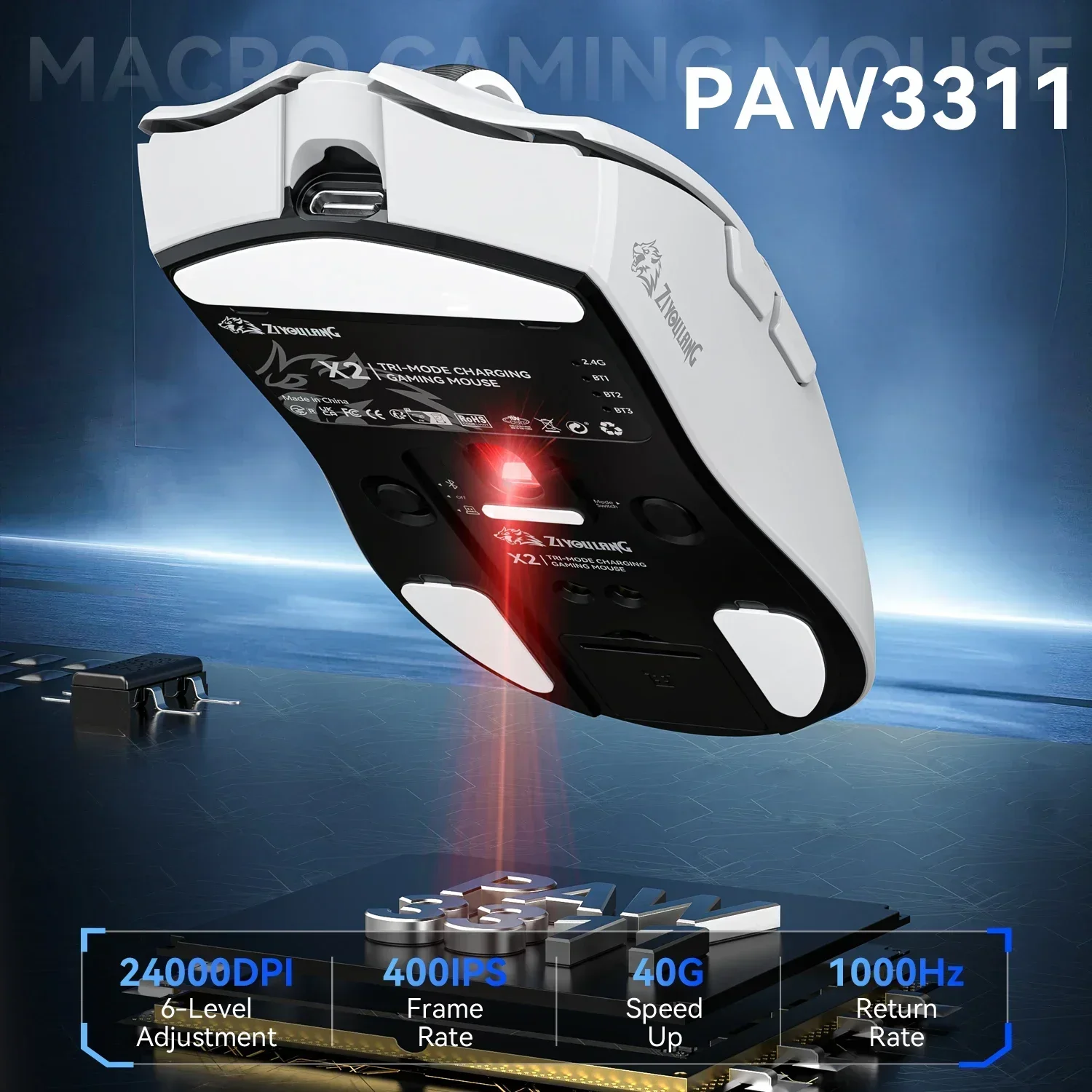 Ziyoulang X ATTACK SHARK X2 Wireless Ultra Light Mouse PAW3311 24000DPI Touch Magnetic Charging Dock Low Latency Gaming Mouse