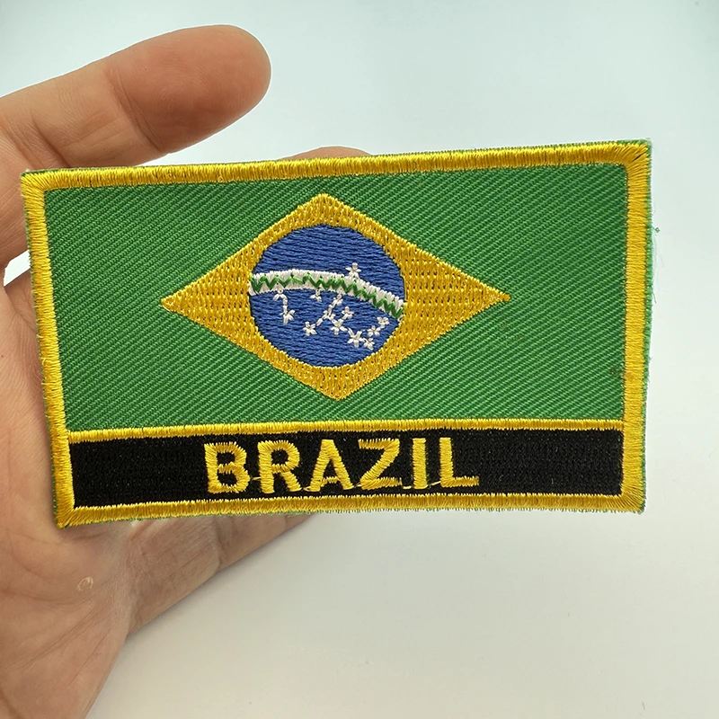 8*5cm Brazil Rectangle Shape Iron-on Saw on Flag Patch Embroidered Saw on Badges Patches for Clothing