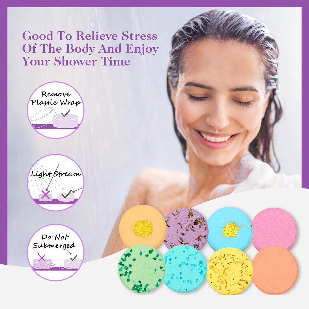 8Pcs/box Shower Steamers Aromatherapy Spa Kit Bath Bomb Bubble Bath Salt Balls Women Essential Oil Fizzy Balls Shower Supplies