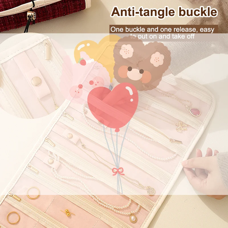 

20 Grids Foldable Fashion Portable Jewelry Bag Large Women's Travel Jewelry Roll Necklace Earring Ring Jewellery Display Storage