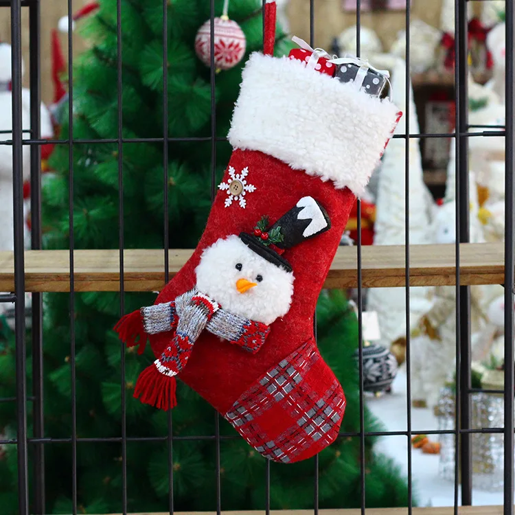 

Christmas Socks Gift Bag Decoration Props Christmas Snowman Large Gift Bag Candy Bag Christmas Decoration Socks Pendant