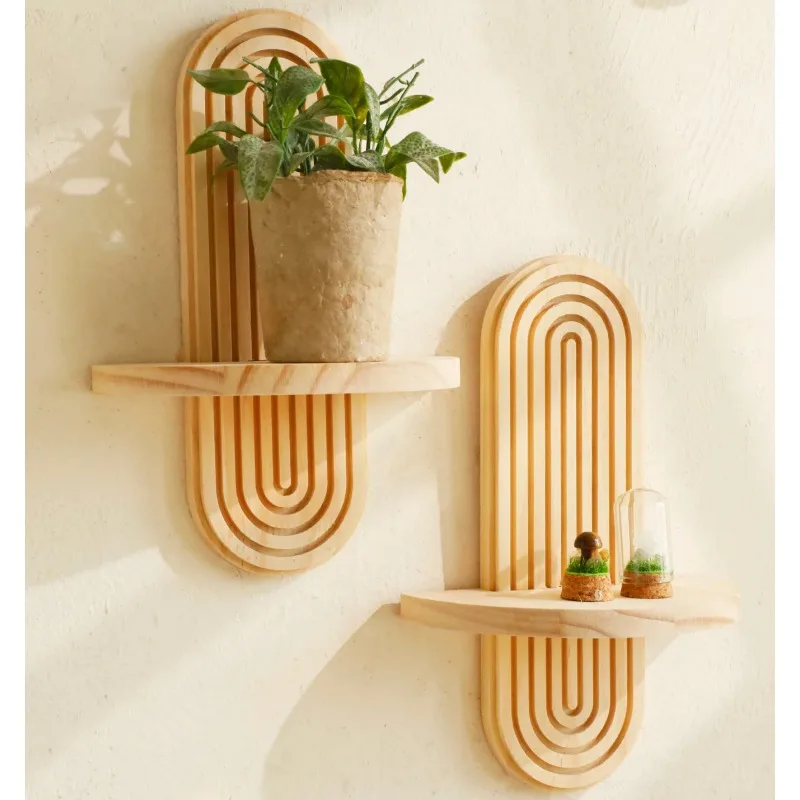 1 Stück Wandregale aus Holz, Regal im Boho-Stil, moderne Heimdekoration für Wohnzimmer, Badezimmer-Display-Dekoration