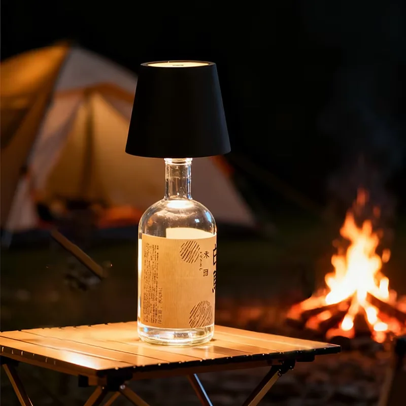 LED Wireless Bottle Shape Table Lamp Touch Dimmable 3 Colors Night Light for Bar Wine Decor Desk Lamp
