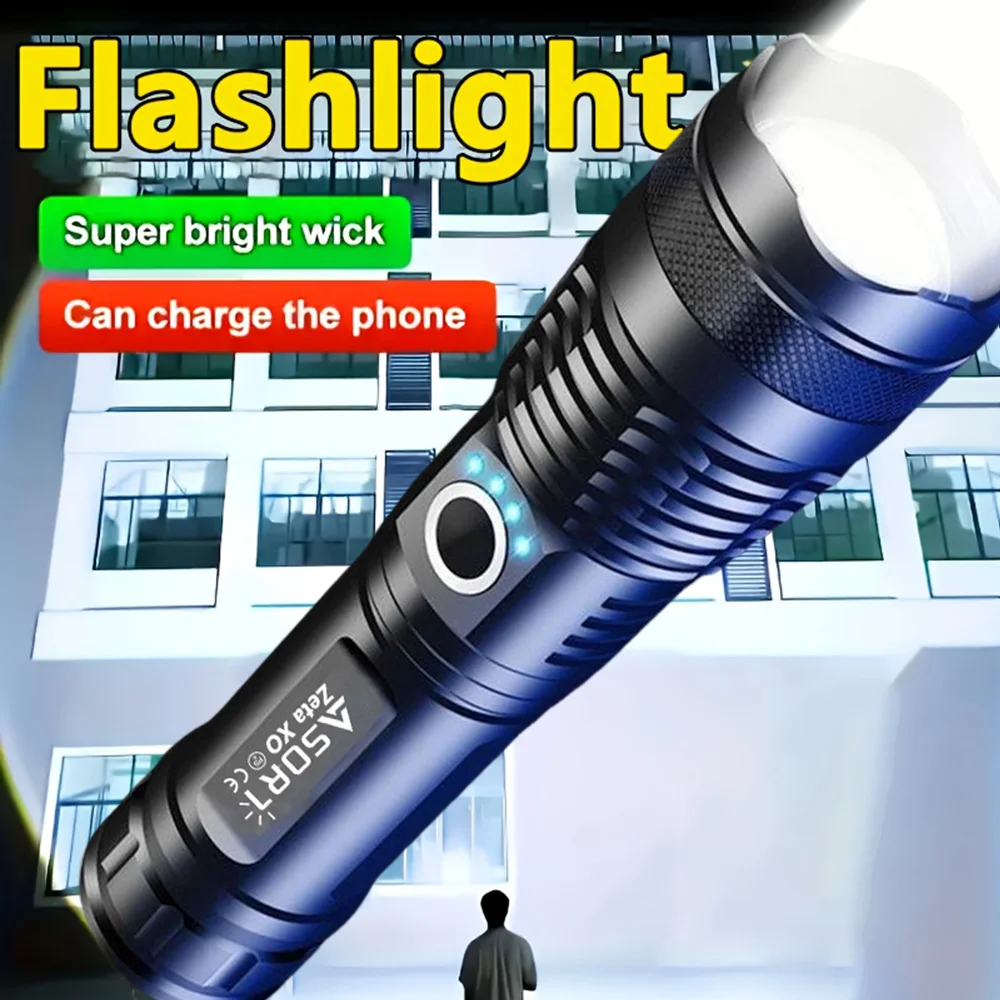 

Самые мощные фонарики высокой мощности XHP70, светодиодный супер яркий фонарик, USB перезаряжаемый масштабируемый фонарь для кемпинга, охоты 26650