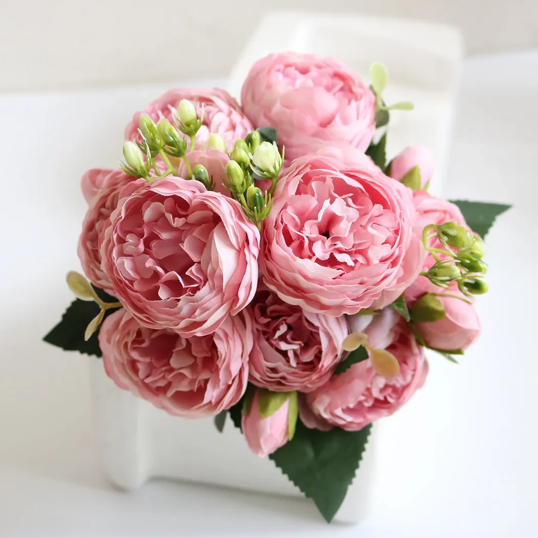 Silk Peony Artificial Flower Bunch For Wedding Ceremony Home Decor Centerpiece Living Room Office Party Arrangement