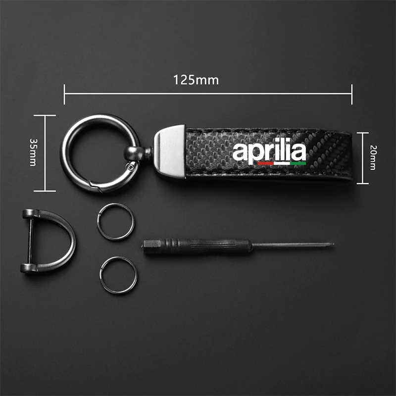 For Aprilia RSV4 RSV1000/R Caponord 1200 Dorsoduro 750 Shiver Tuono 1000/R V4R Carbon Fiber Motorcycle Keychain Holder Keyring