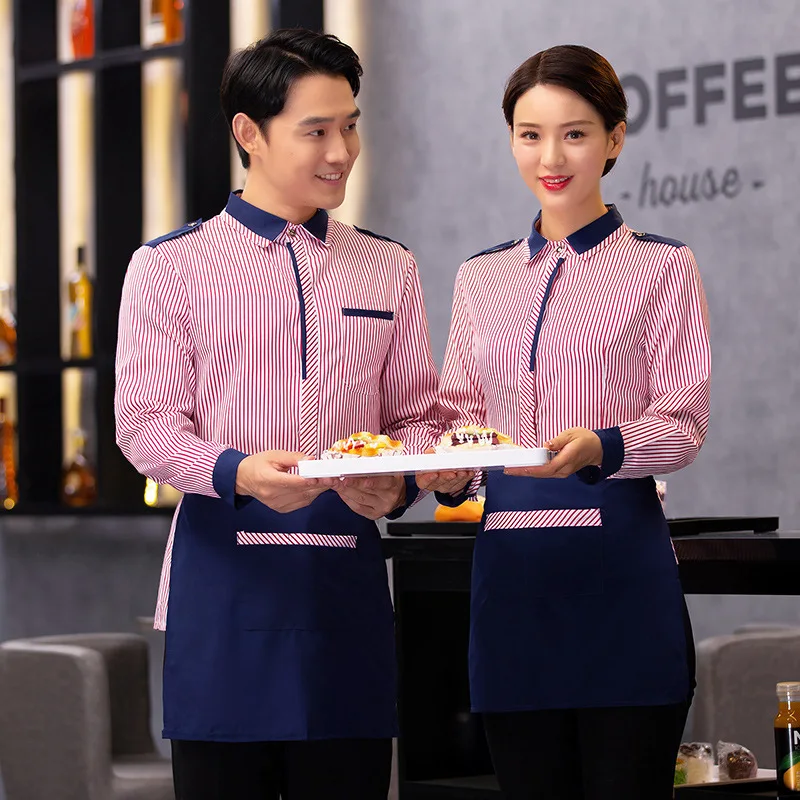 Hotel restaurante Hot Pot restaurante camarero uniforme de trabajo Catering cafetería comida rápida restaurante otoño camisa de manga larga