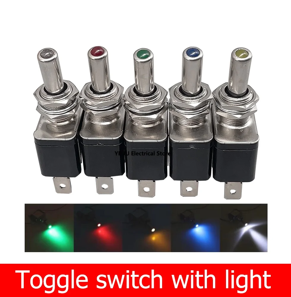 1PCS DC 12V 20A Car Auto Cover LED   Blue Green Red White Yellow Light Toggle Switch Control On/Off Durable Light