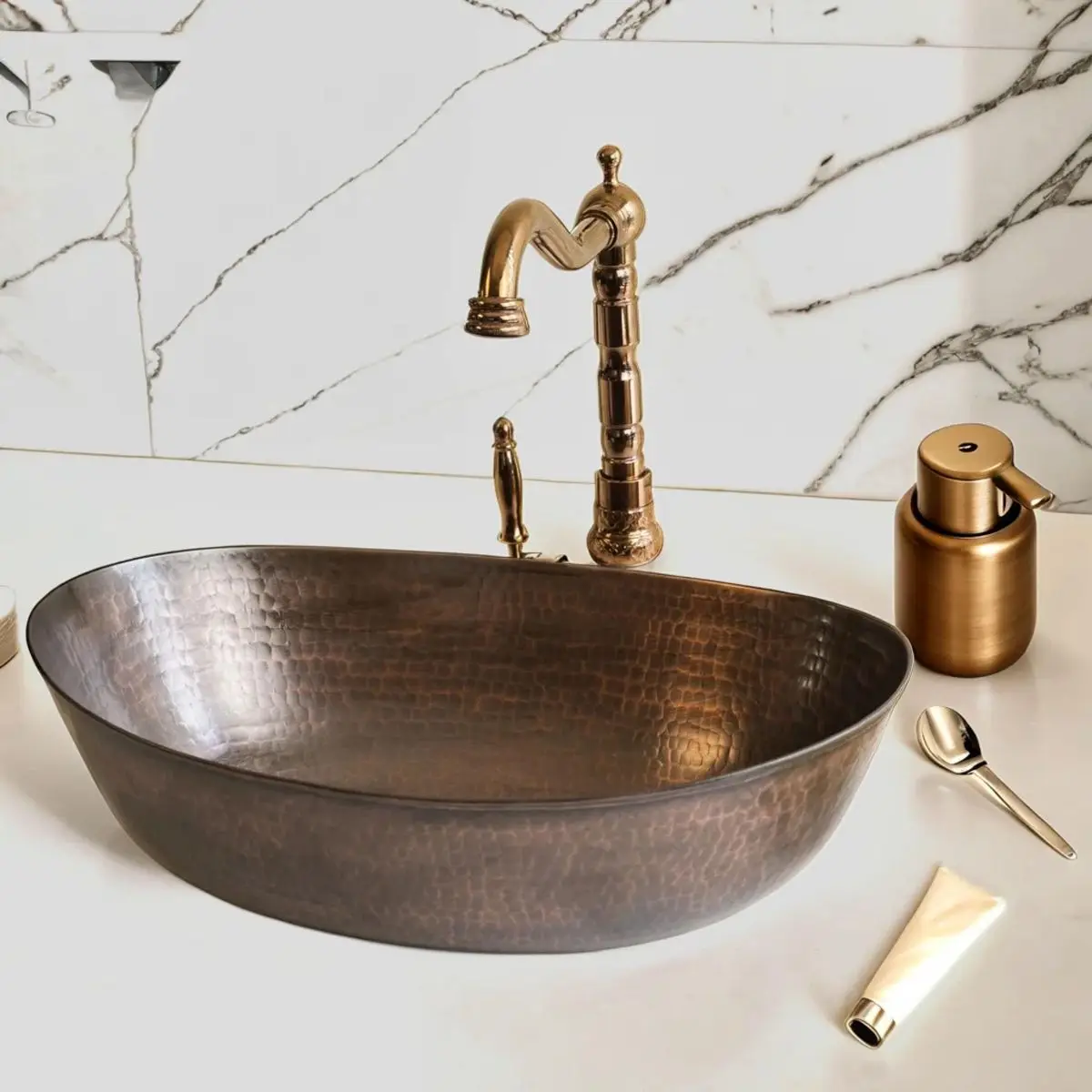 Oval Copper Bathroom Vessel Sink Artisan Made Custom Copper Sink For Villa And Hotel Project Rustic Antique Copper Kitchen Sink