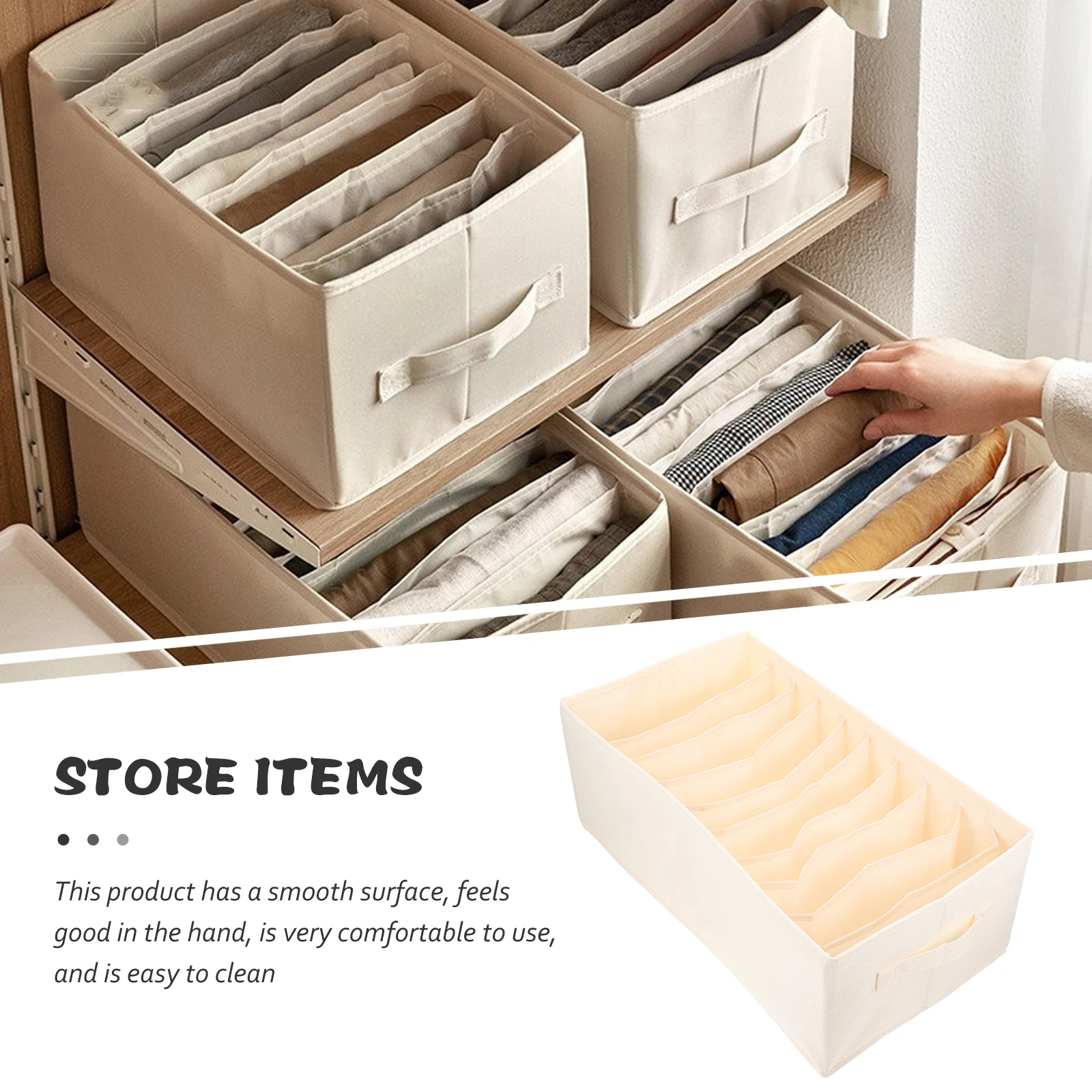 

10 Section Clothes Divider Bag Wardrobe Organizer Baskets Beige For Clothing Pants T Shirts Closet Daily Use