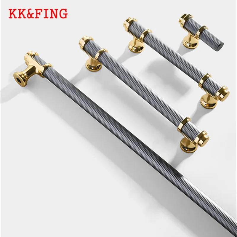 KK&FING Nordic Aluminum Alloy Black Gold Door Handles Kitchen Cabinet Handles Drawer Knob Wardrobe Door Pulls Furniture Hardware