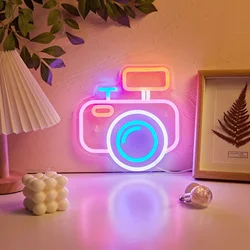 카메라 LED 네온 사인 벽 및 테이블 장식을위한 네온 사인, 침실 어린이 방 바 웨딩 파티 장식을위한 조명 표지판