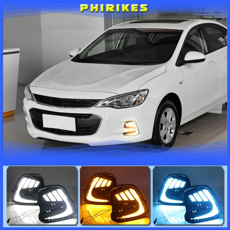 

2PCS LED Daytime Running Light For Chevrolet Cavalier 2016 2017 2018 Yellow Turn Signal Function Car DRL 12V LED Fog Lamp