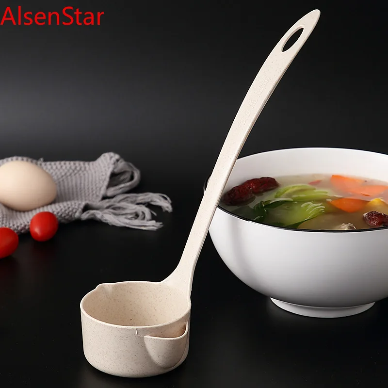 

Oil Filter Spoon Kitchen Oil Soup Separator Wheat Straw Long Handle Soup Spoon Strainer Colander Kitchen Cooking Ladle Tableware