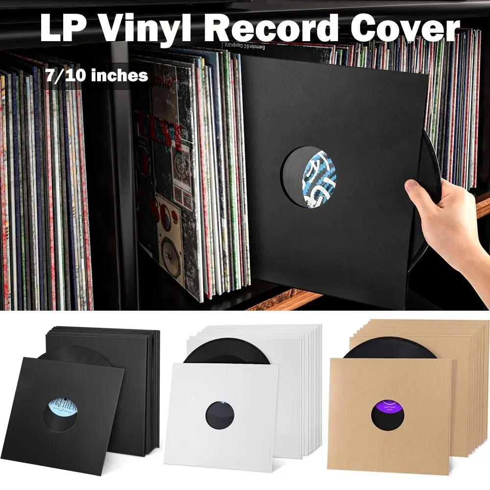 New 7/10 Inch Vinyl Records Sleeve Square Reusable LP Vinyl Record Cover Kraft Paper Outer Record Sleeves