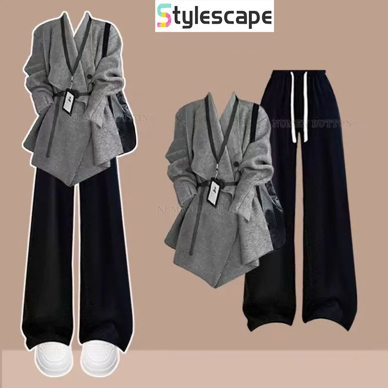 

Autumn Professional Style Set, Women's Design Sense, Simple Top, Slimming and Loose Casual Pants Two-piece Set Clothes for Women