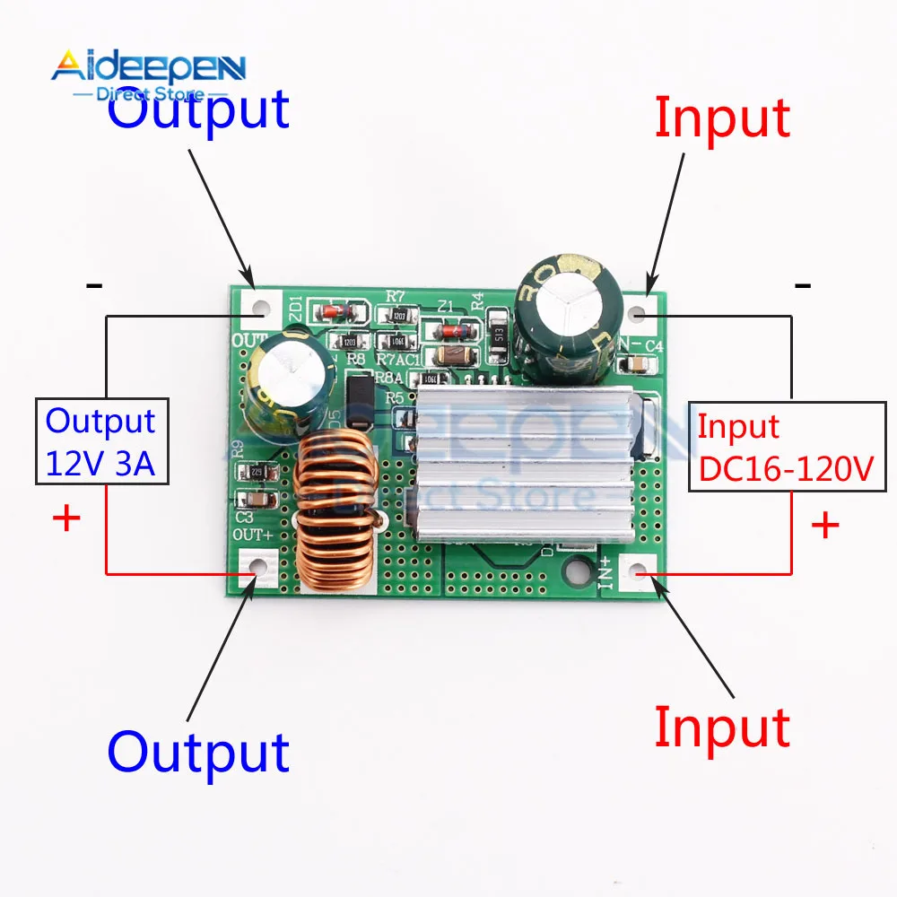 DC 9V 12V 24V 36V 48V 72V 84V 120V do 5V/12V/24V 2A/3A Moduł obniżający napięcie Zasilacz DC Nieizolowany stabilizator Buck Converter