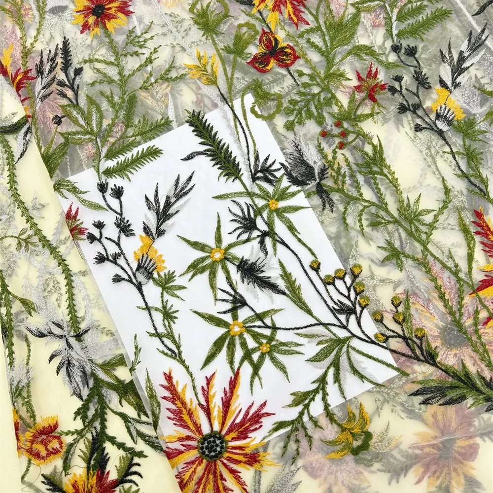 French high-quality mesh fabric, African fashionable plant and flower handicrafts, lace, embroidery and embroidery fabric