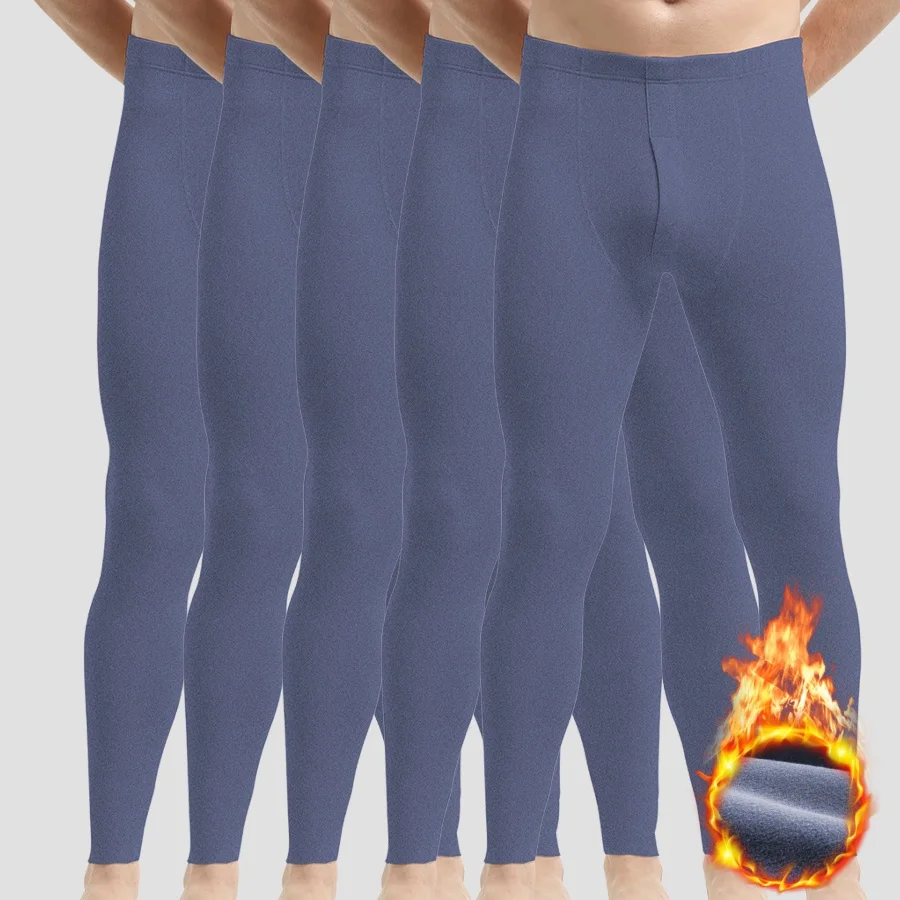 

5PCS Men's thermal pants with fleece and thickened cotton pants, worn inside with autumn and winter thread pants, and fitted