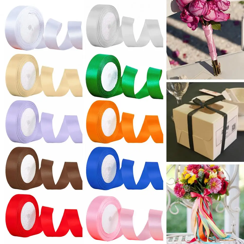 Crafting Ribbon Supplies Multi-function Ribbon 22.8m Solid Color Polyester Ribbon 2cm Width Packaging for Wedding Decor Cake Box