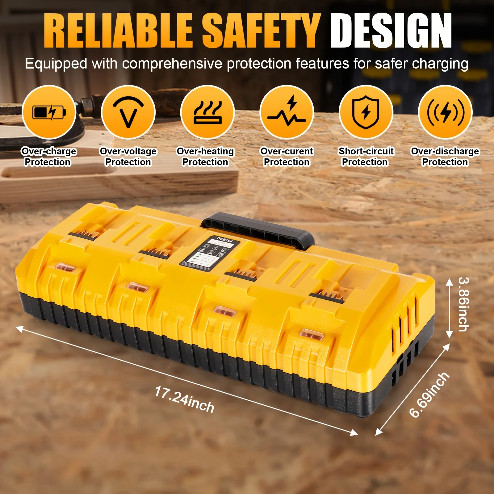 DCB104 Charger Rapid Optimum 4 Port 2A 3A Chargin Current For Dewalt 10.8V 14.4V 18V 20V Flex Volt Lithium Battery DCB112 DCB115