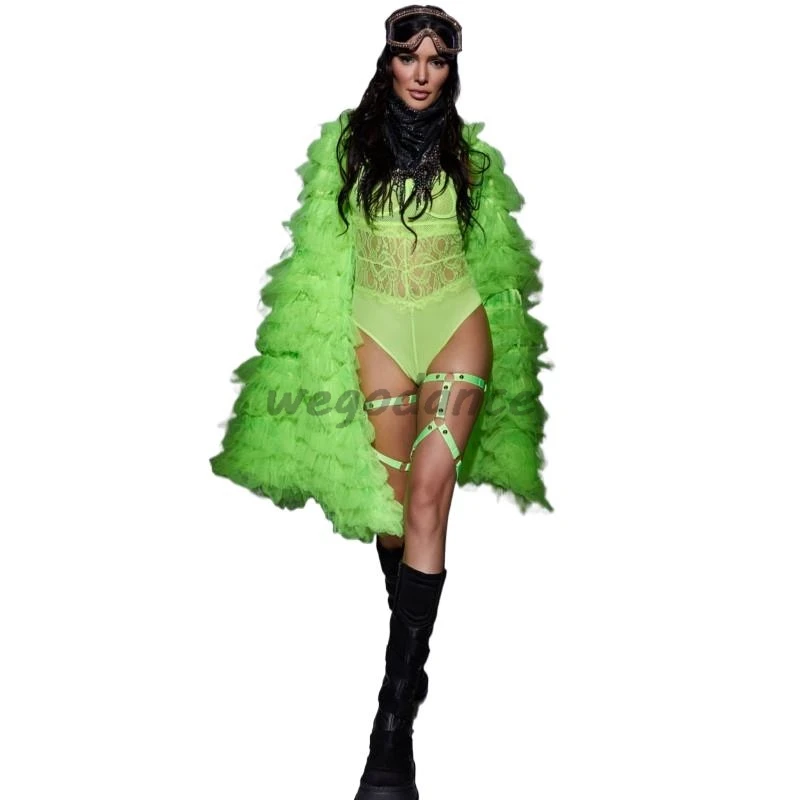 New Sexy Green Club Dancer Jazz Performance Costume Bodysuit For Women