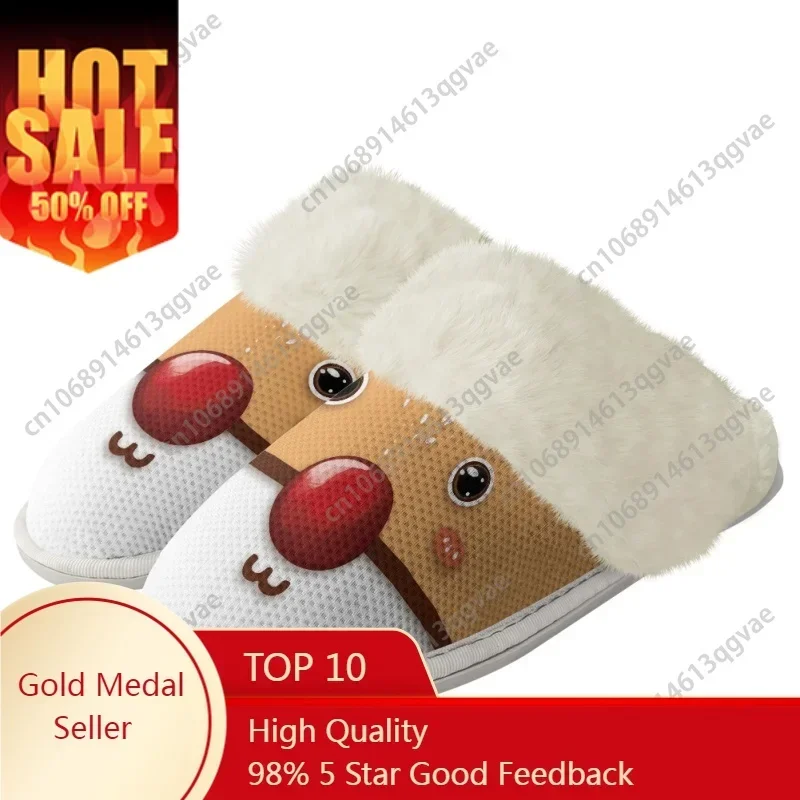

Christmas Elk Butterfly Plush Slippers Keep Warm Shoes Mens Womens Home Cotton Bedroom Custom Thermal Lightweight Slipper