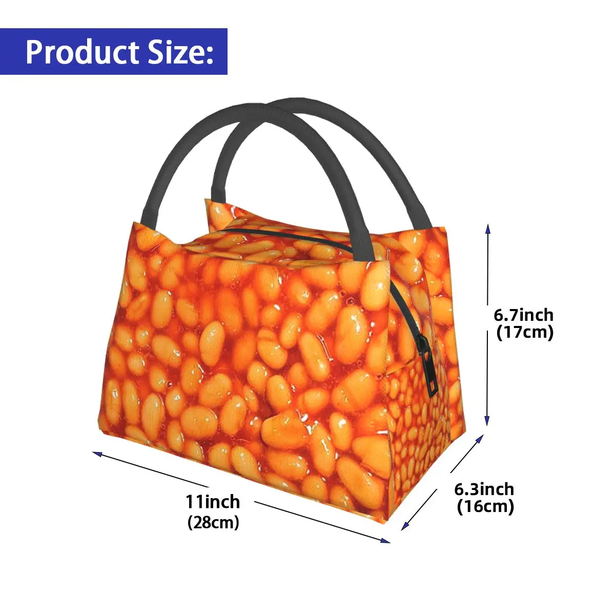 Baked Beans Insulated Lunch Bag for School Bento Storage Food Boxes Portable Container Cooler Thermal Lunch Box Tote