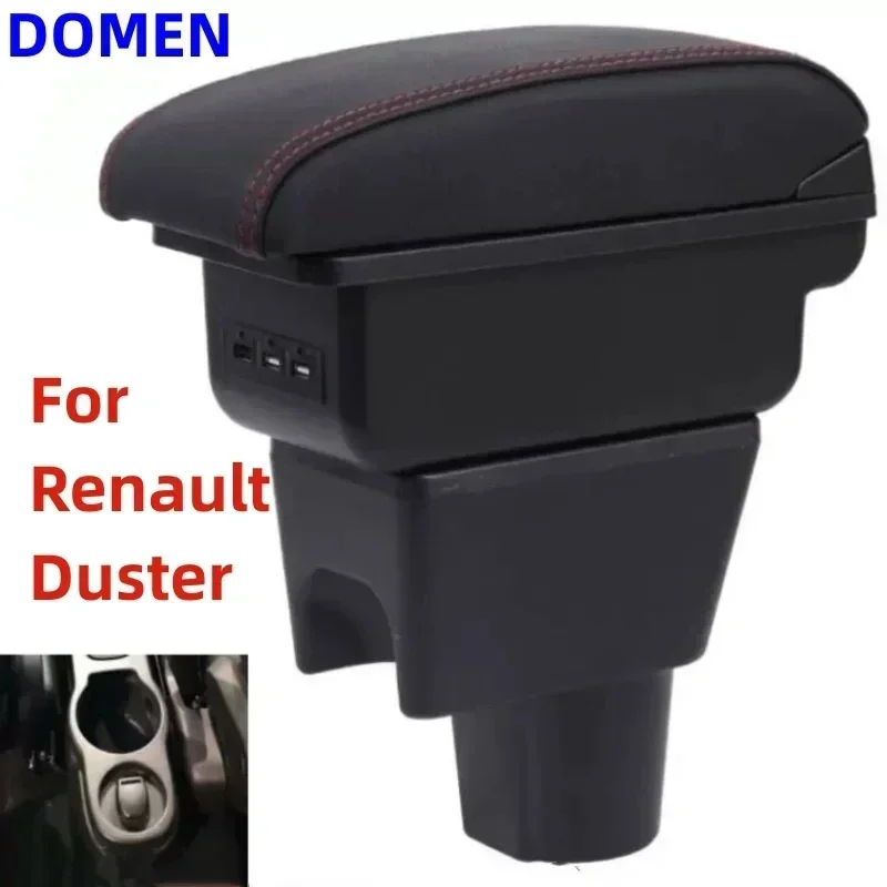 Car Armrest Retrofit for Renault Duster Nissan Terrano 3 OROC Interior USB Storage Box - Black ABS Plastic
