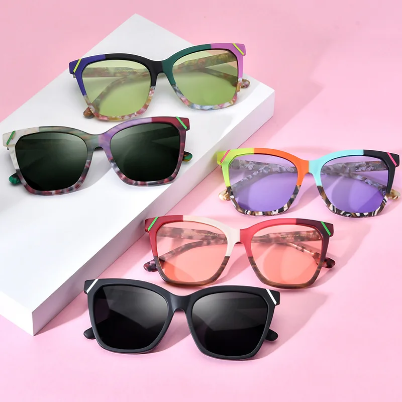 

Niche frosted square sunglasses polarized UV400 male retro literary personality driver mirror square face female colored glasses