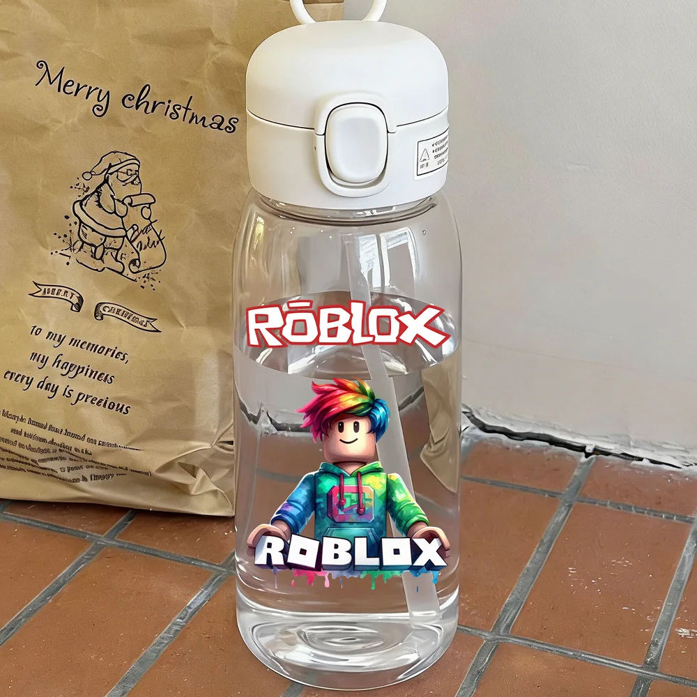 

Roblox 600ML Bottle Large Capacity Cartoon Outdoor Exercise Plastic Transparent Straw Water Cup Games Periphery Drinking Bottle
