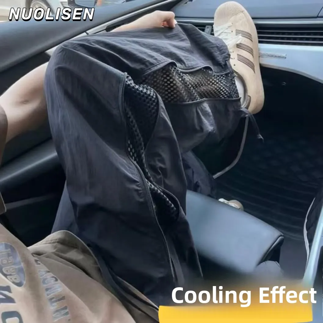 

plus Size Casual Pants with Side Zipper for Men And Women Loose Wide Leg Straight Cut Trousers for Spring Summer Sports Wear