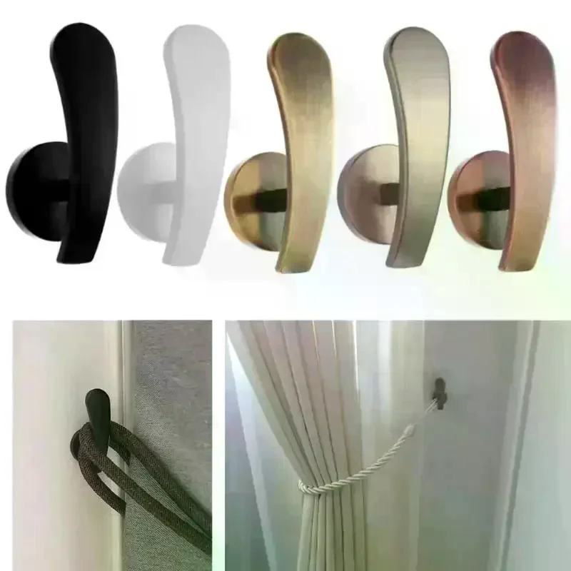 2Pcs Retro Practical Mounted Metal Hooks Curtain Tieback Curtain Hooks Wall Hanger Curtain Holder Home Decor Accessories - view 2