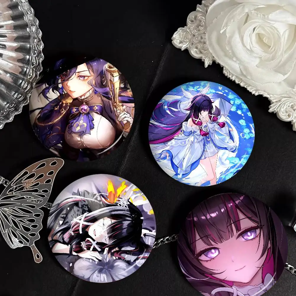 Popular C-Columbia G-Genshin I-Impact Cartoon Brooches Anime Badge Round Handmade Brooch Lapel Pins Jewelry for Clothes Gifts