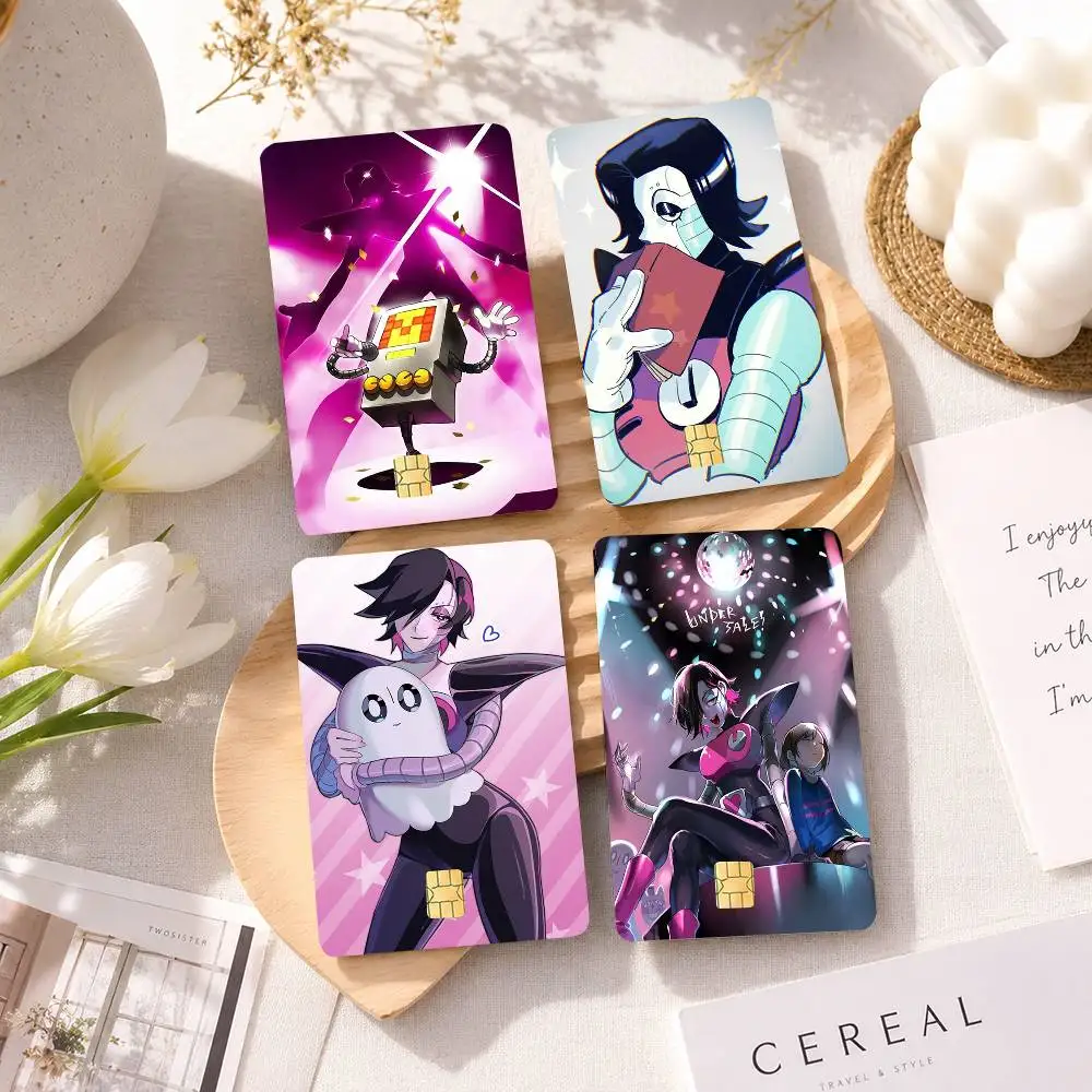 M-mettaton undertale 4pcs 1Set Card Stickers Small Waterproof Chip 4PCS Card Sticker Anti-Scratch