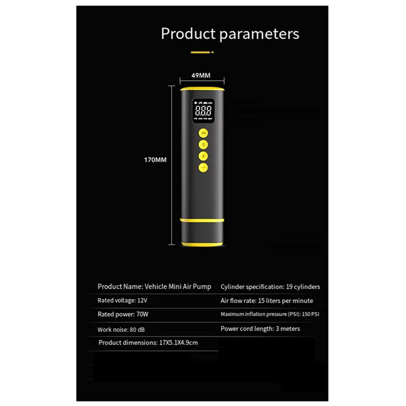 

НОВЫЙ мини-воздушный насос для автомобильных шин, портативный воздушный компрессор, проводной насос для автомобиля, мотоцикла, велосипеда с расширенным шнуром питания