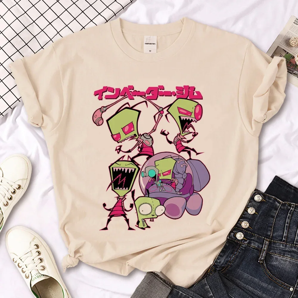 T-shirt graphique Invader Zim pour femmes, vêtements pour filles, t-shirt des années 2000