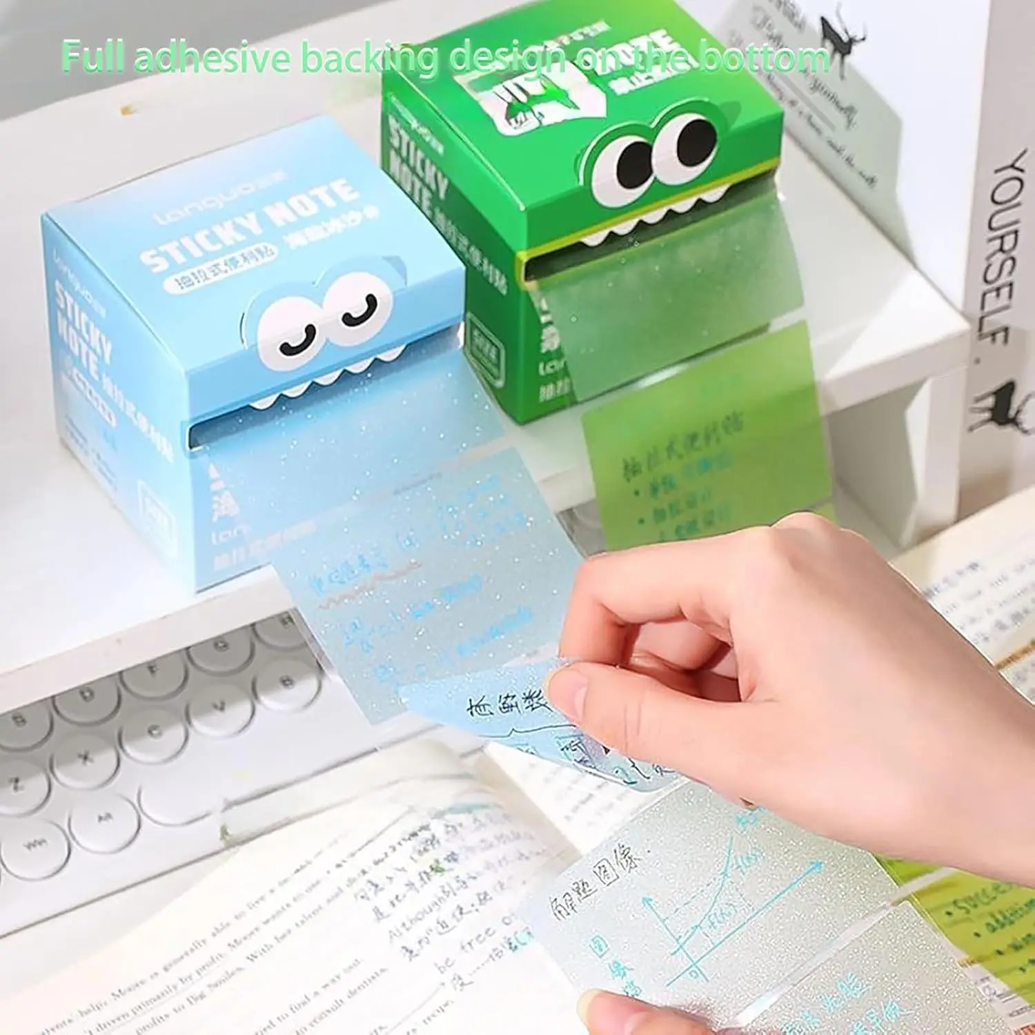 Novel Transparent Notes, Pull-Out Distribution Box Notes, Self-Adhesive Notepad Quick-Drying Multi-Color Note Paper, Note Paper