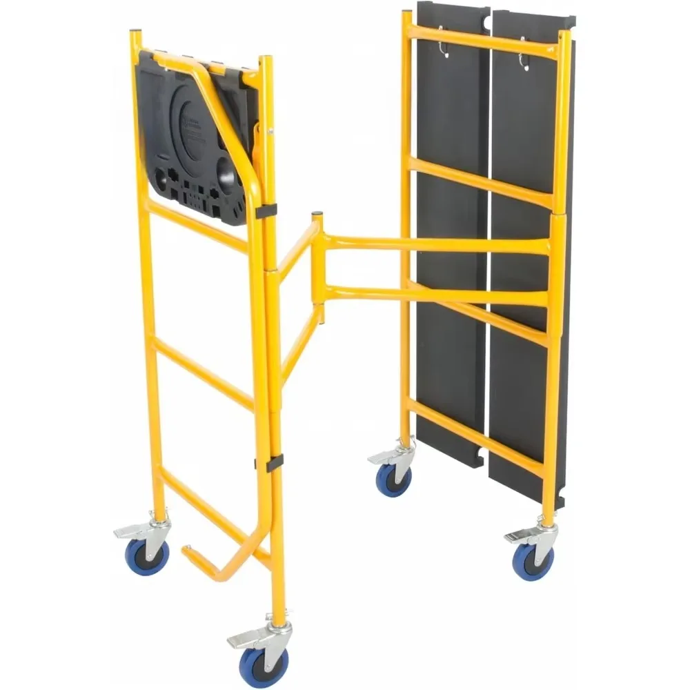 4 Ft Scaffolding Platform, Adjustable, Foldable and Rolling with 4-Inch Locking Wheels for Construction & DIY Projects