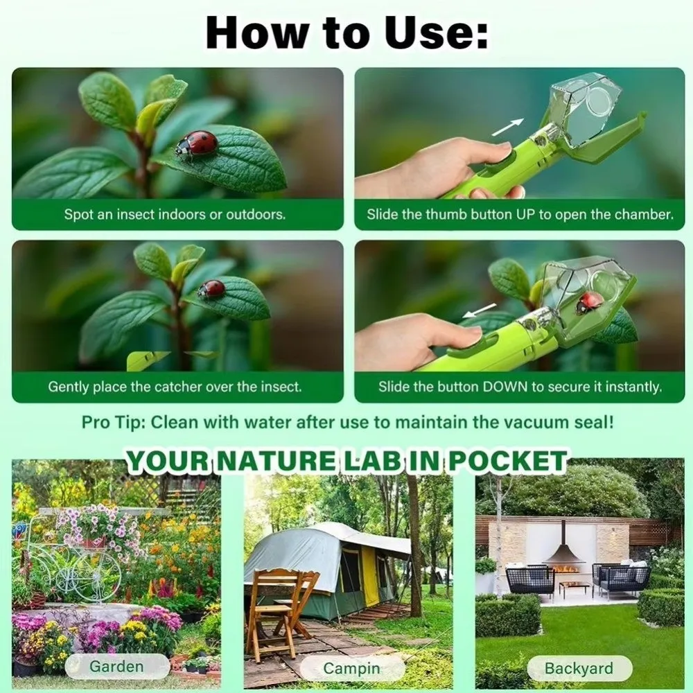 New Portable Insect Catcher Handheld with 6x Magnifying Glass Insect Display Multifunctional Outdoor Insect Exploration